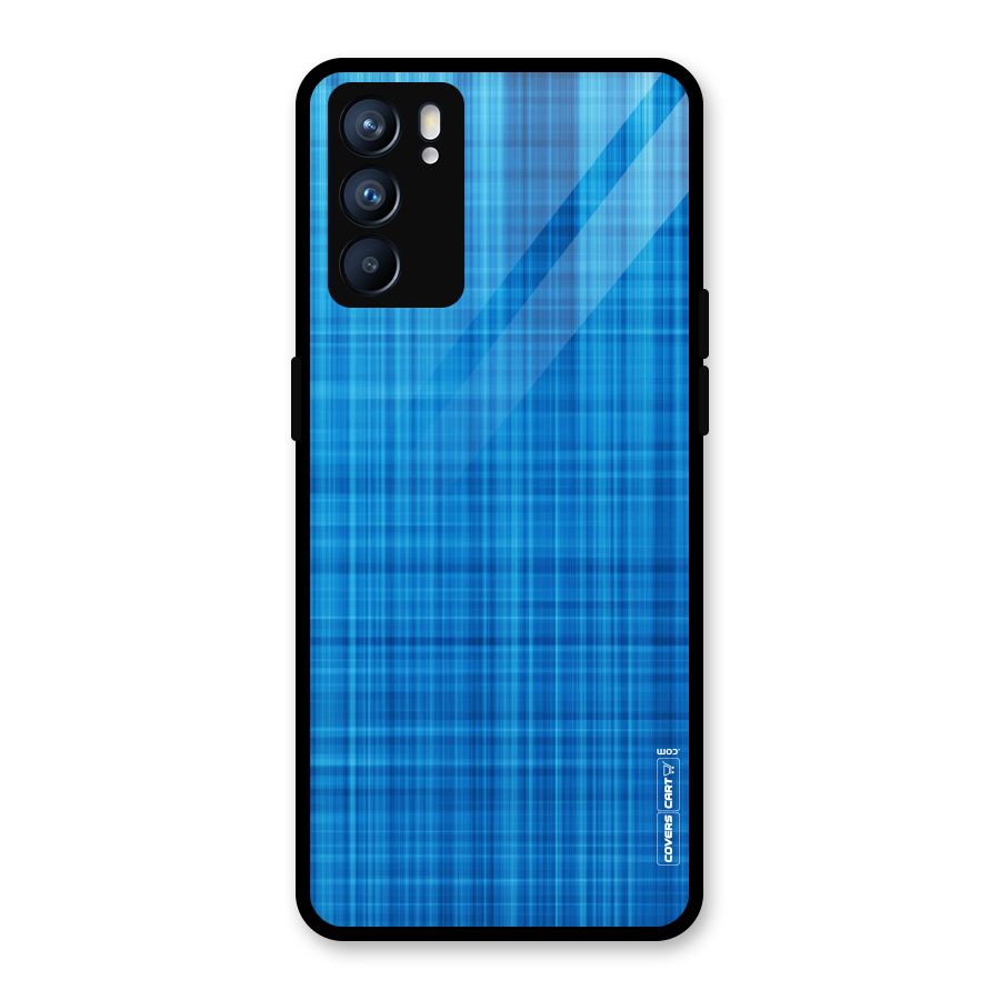 Stripe Blue Abstract Glass Back Case for Oppo Reno6 5G