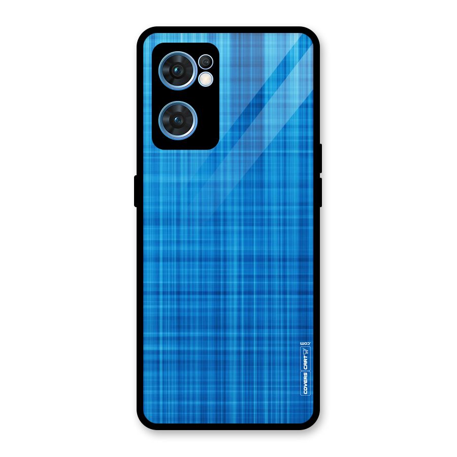 Stripe Blue Abstract Glass Back Case for Oppo Reno7 5G