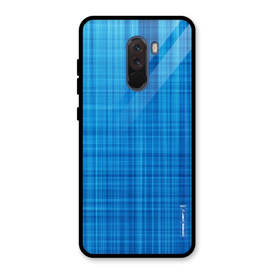 Stripe Blue Abstract Glass Back Case for Poco F1