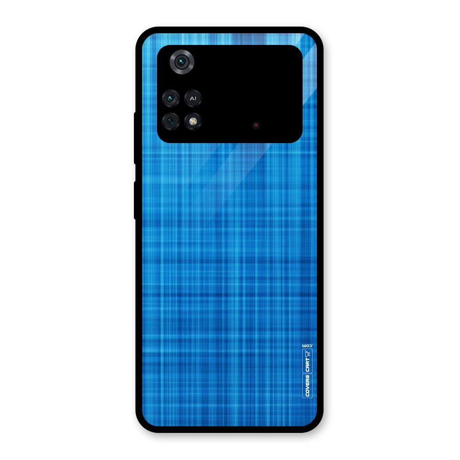 Stripe Blue Abstract Glass Back Case for Poco M4 Pro 4G