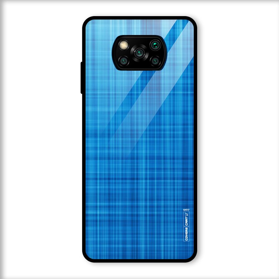 Stripe Blue Abstract Glass Back Case for Poco X3