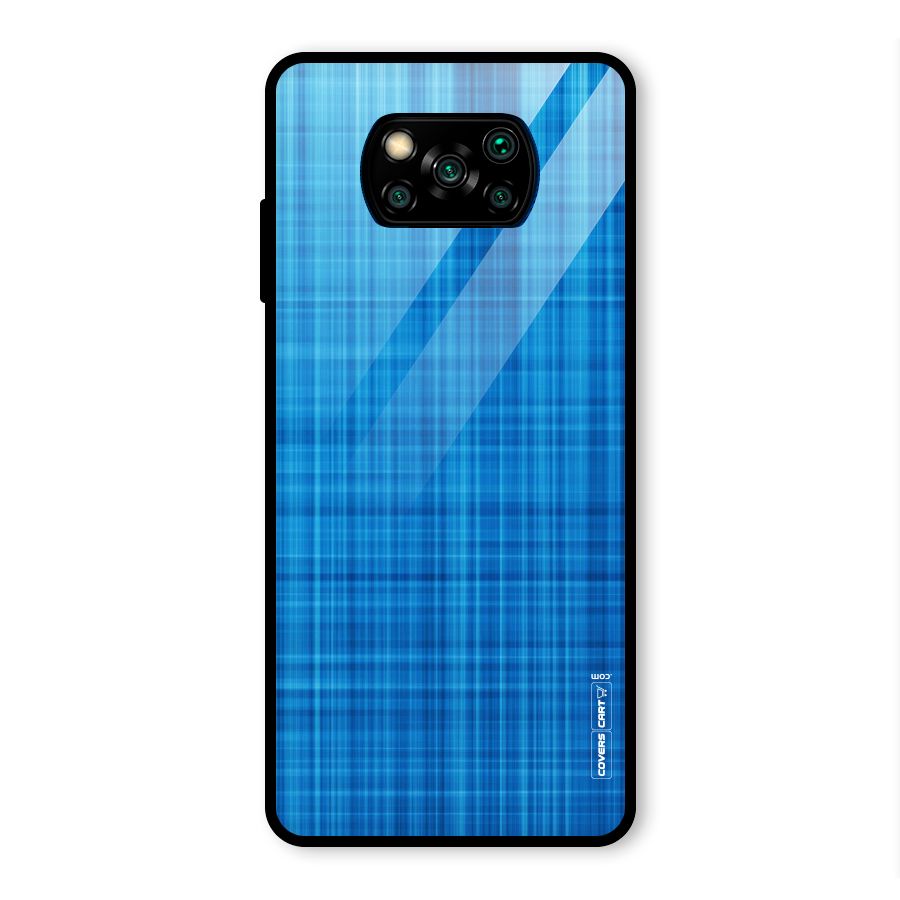 Stripe Blue Abstract Glass Back Case for Poco X3 Pro