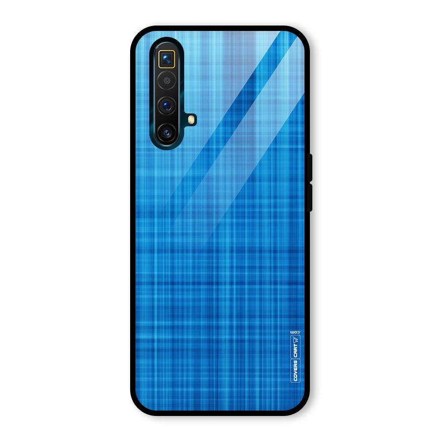 Stripe Blue Abstract Glass Back Case for Realme X3