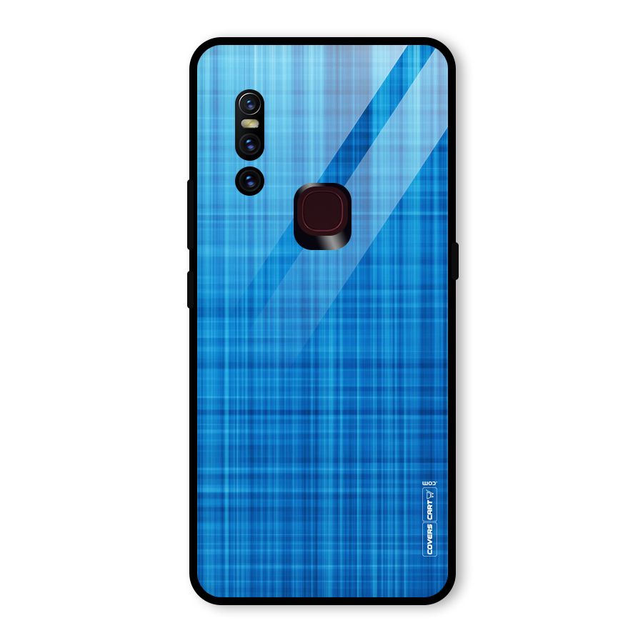 Stripe Blue Abstract Glass Back Case for Vivo V15