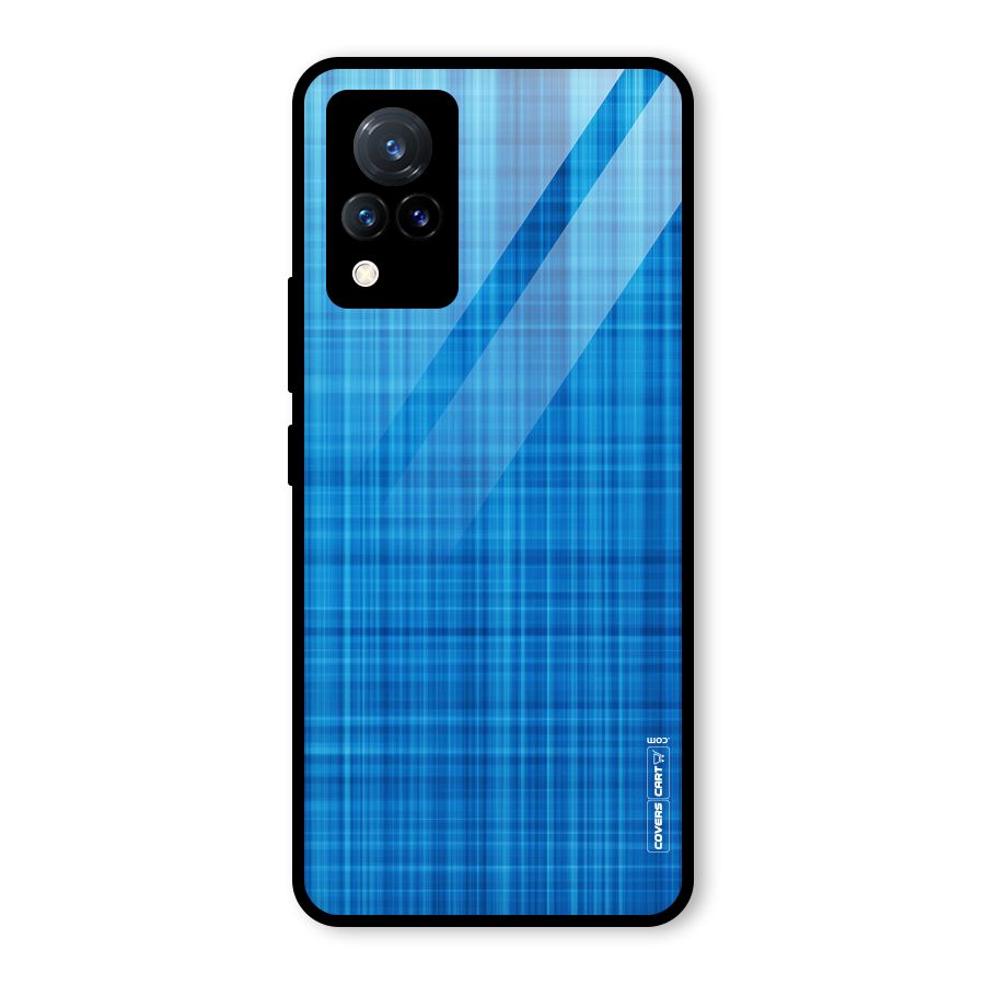 Stripe Blue Abstract Glass Back Case for Vivo V21 5G