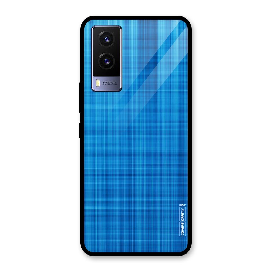 Stripe Blue Abstract Glass Back Case for Vivo V21e 5G