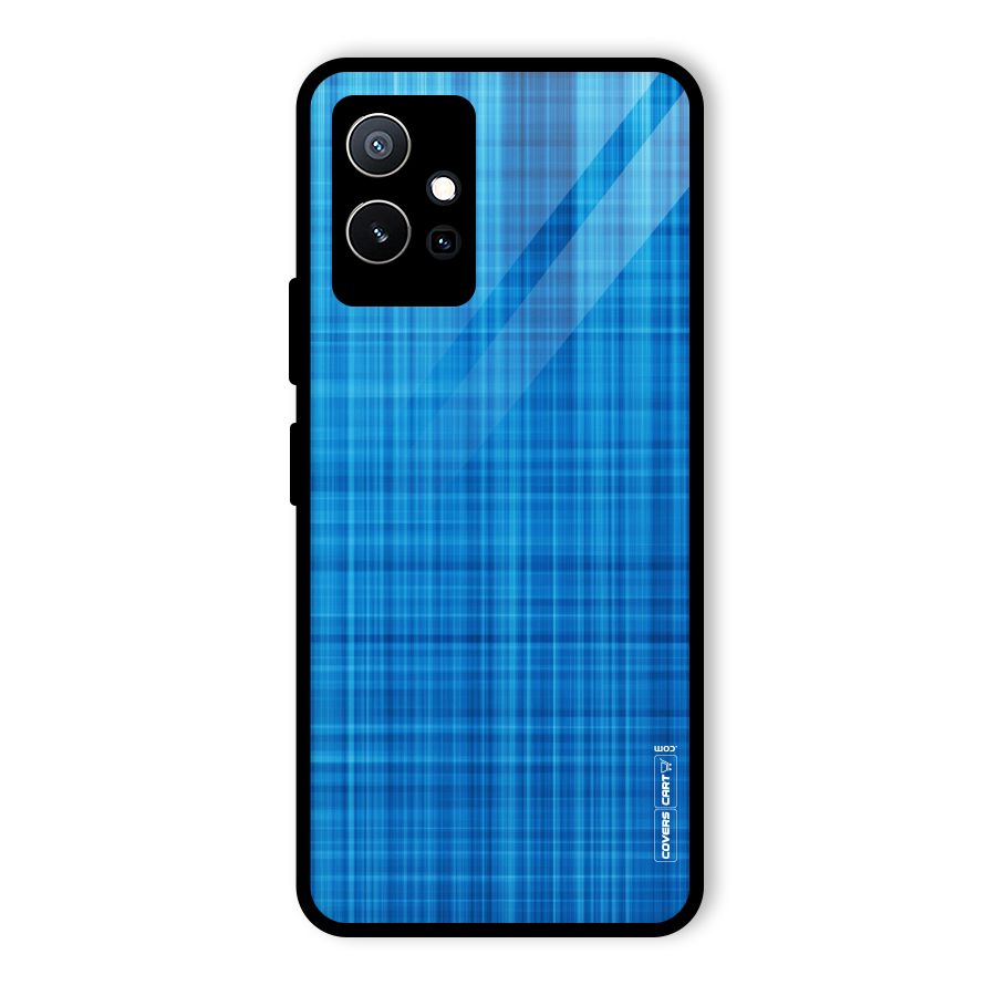 Stripe Blue Abstract Glass Back Case for Vivo Y75 5G