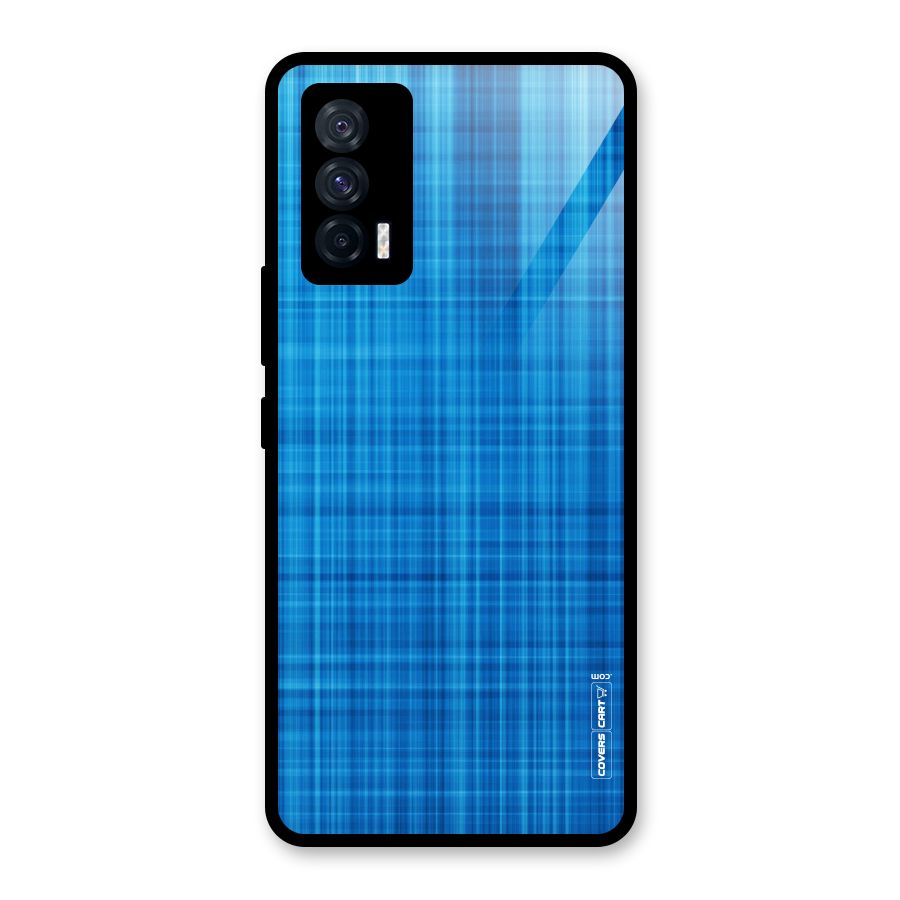 Stripe Blue Abstract Glass Back Case for Vivo iQOO 7 5G