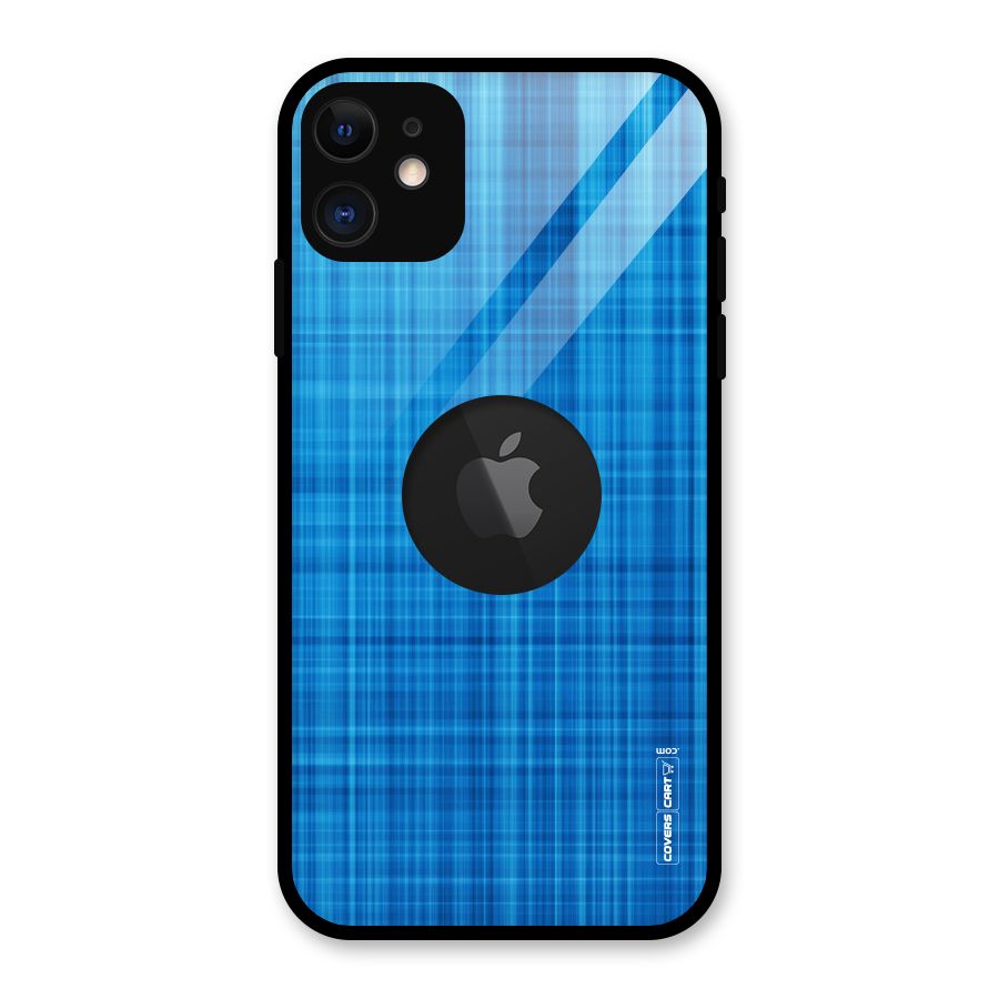 Stripe Blue Abstract Glass Back Case for iPhone 11 Logo Cut