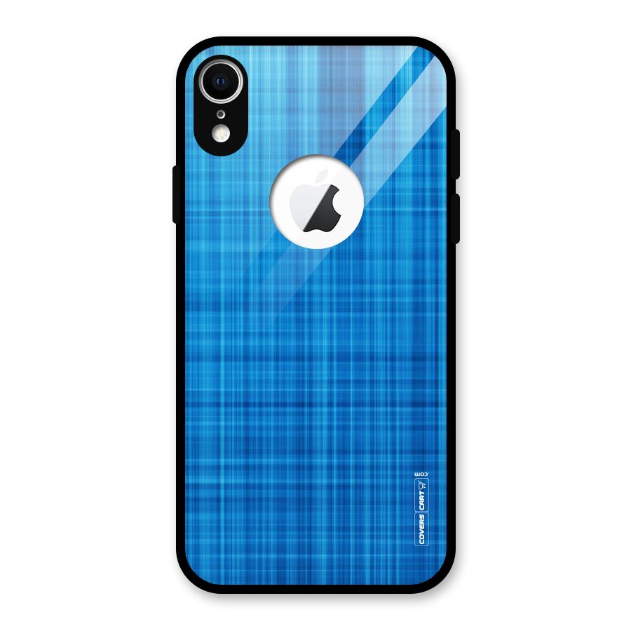 Stripe Blue Abstract Glass Back Case for iPhone XR Logo Cut