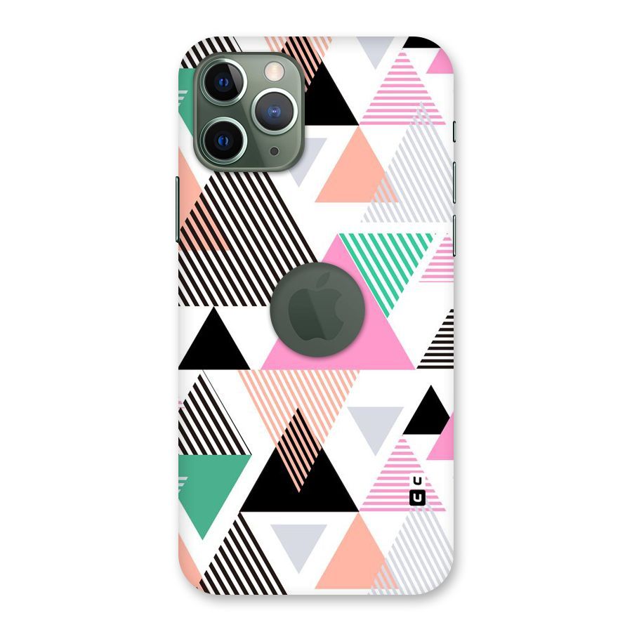 Stripes Abstract Colors Back Case for iPhone 11 Pro Logo  Cut