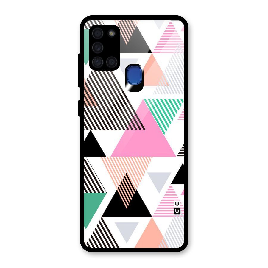 Stripes Abstract Colors Glass Back Case for Galaxy A21s
