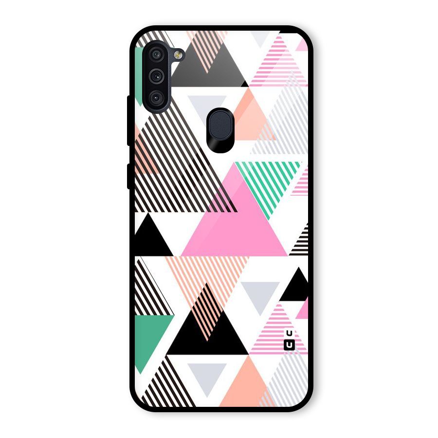 Stripes Abstract Colors Glass Back Case for Galaxy M11