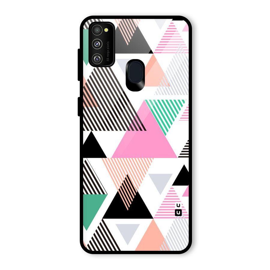 Stripes Abstract Colors Glass Back Case for Galaxy M30s
