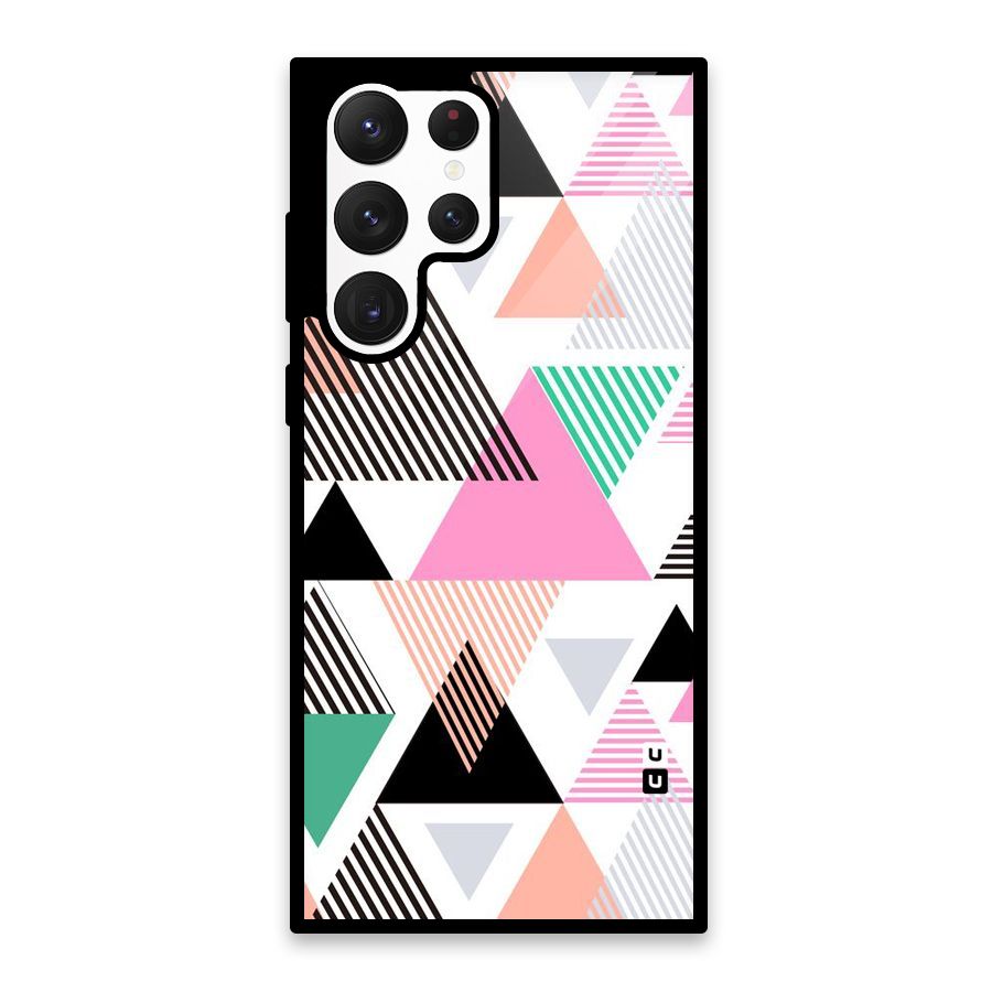 Stripes Abstract Colors Glass Back Case for Galaxy S22 Ultra 5G