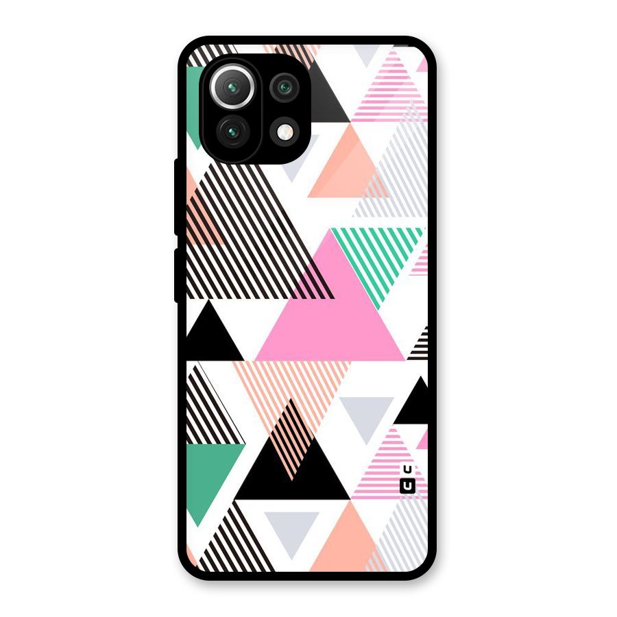 Stripes Abstract Colors Glass Back Case for Mi 11 Lite NE 5G