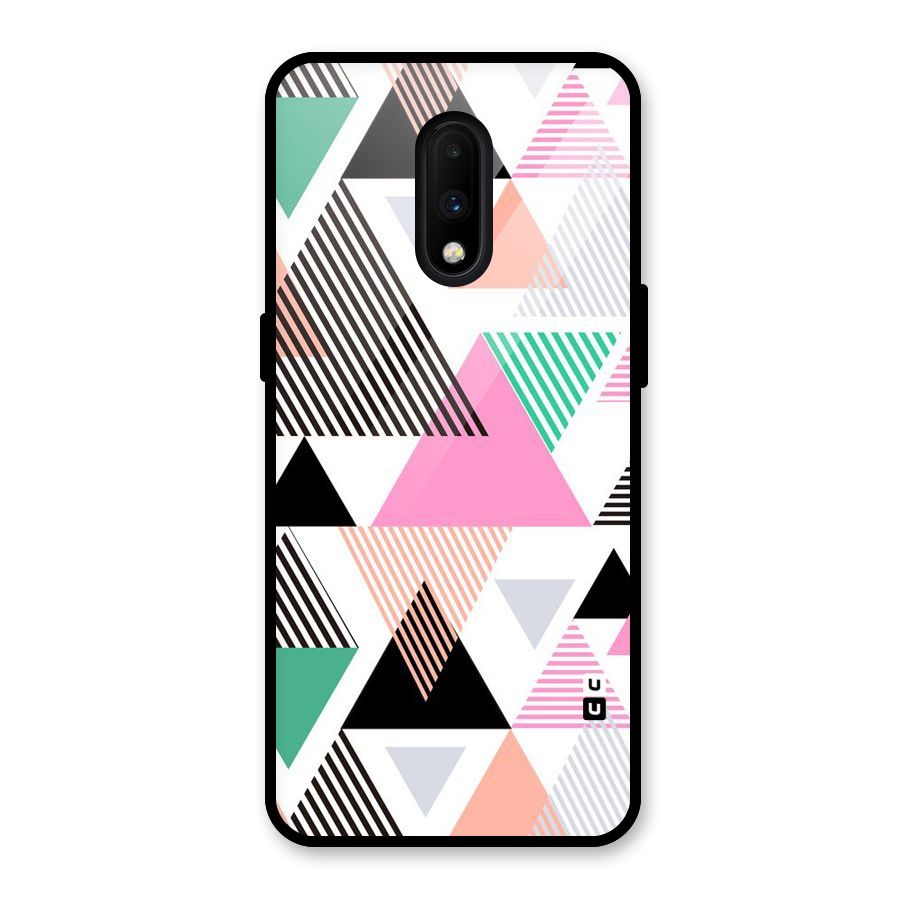 Stripes Abstract Colors Glass Back Case for OnePlus 7