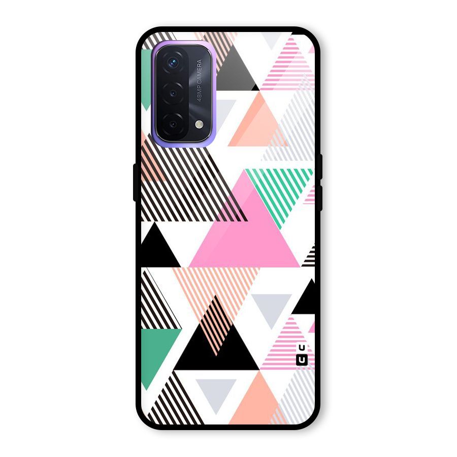 Stripes Abstract Colors Glass Back Case for Oppo A74 5G