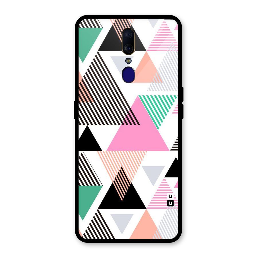 Stripes Abstract Colors Glass Back Case for Oppo F11