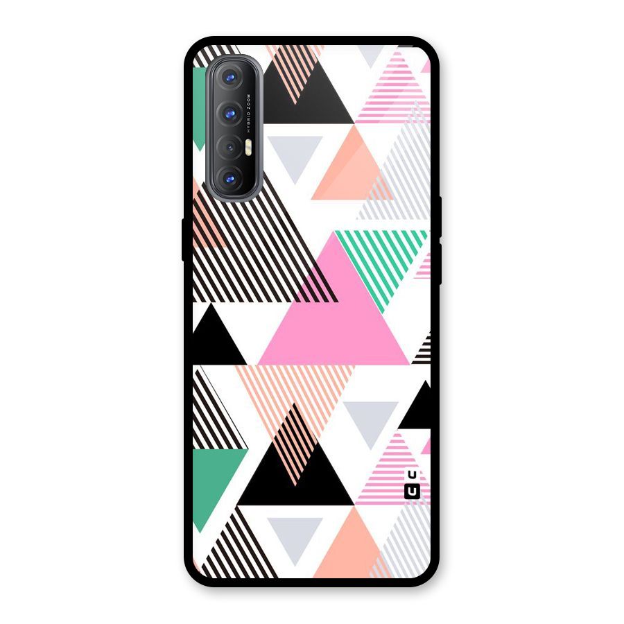 Stripes Abstract Colors Glass Back Case for Oppo Reno3 Pro