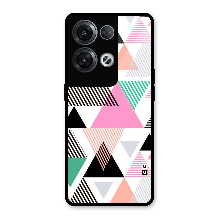 Stripes Abstract Colors Glass Back Case for Oppo Reno8 Pro 5G