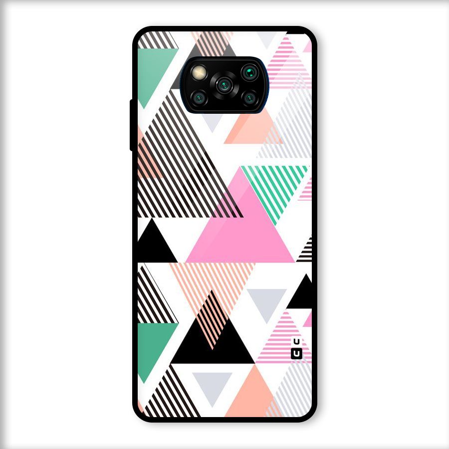 Stripes Abstract Colors Glass Back Case for Poco X3
