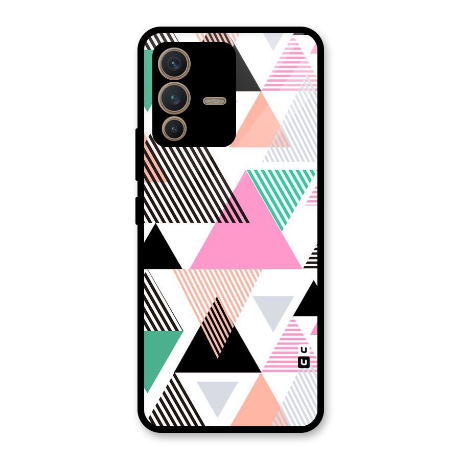 Stripes Abstract Colors Glass Back Case for Vivo V23 5G