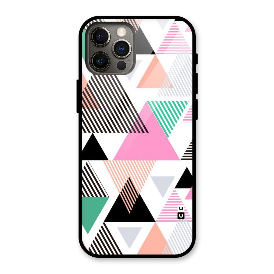 Stripes Abstract Colors Glass Back Case for iPhone 12 Pro