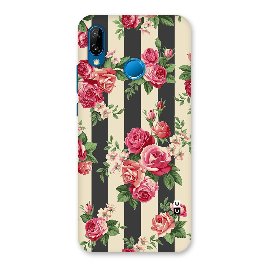 Stripes And Floral Back Case for Huawei P20 Lite