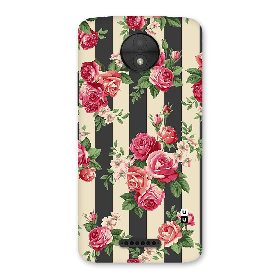 Stripes And Floral Back Case for Moto C