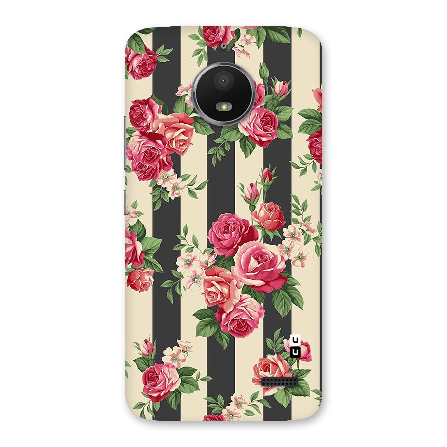 Stripes And Floral Back Case for Moto E4