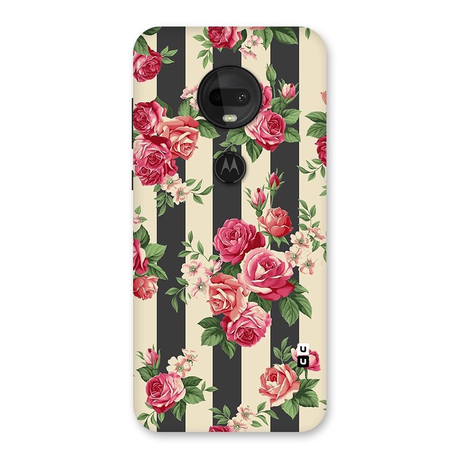 Stripes And Floral Back Case for Moto G7