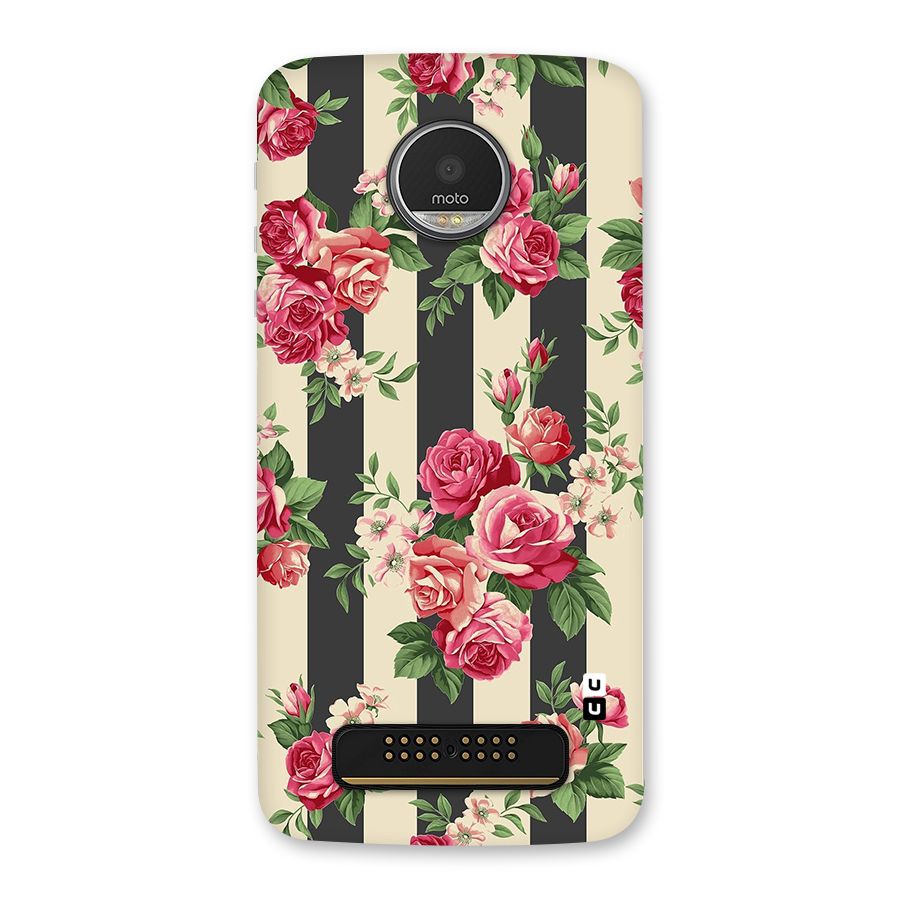 Stripes And Floral Back Case for Moto Z Play