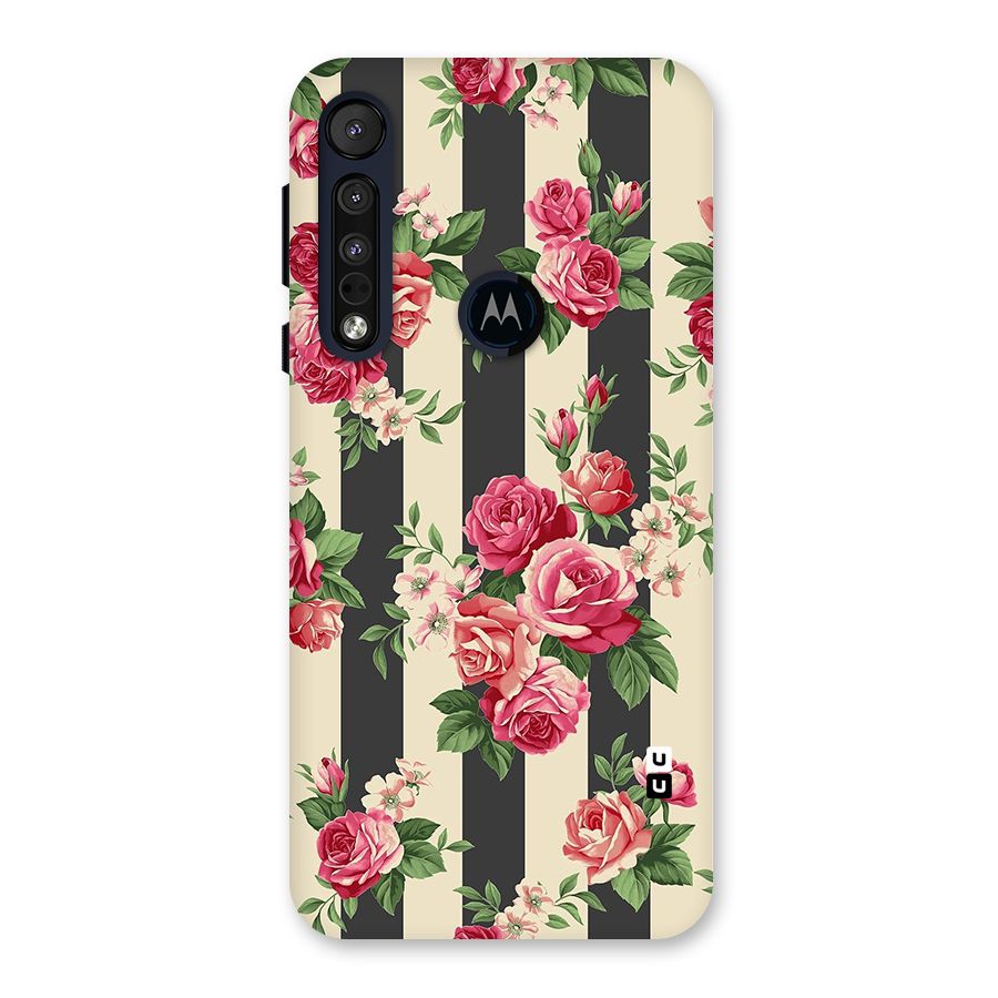 Stripes And Floral Back Case for Motorola One Macro