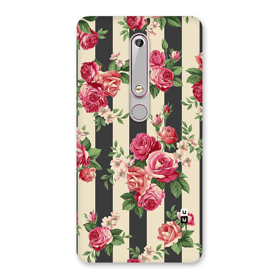 Stripes And Floral Back Case for Nokia 6.1
