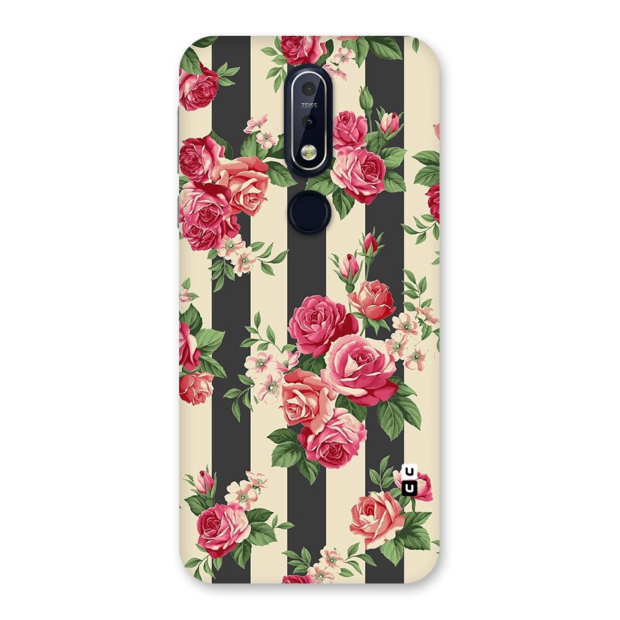 Stripes And Floral Back Case for Nokia 7.1
