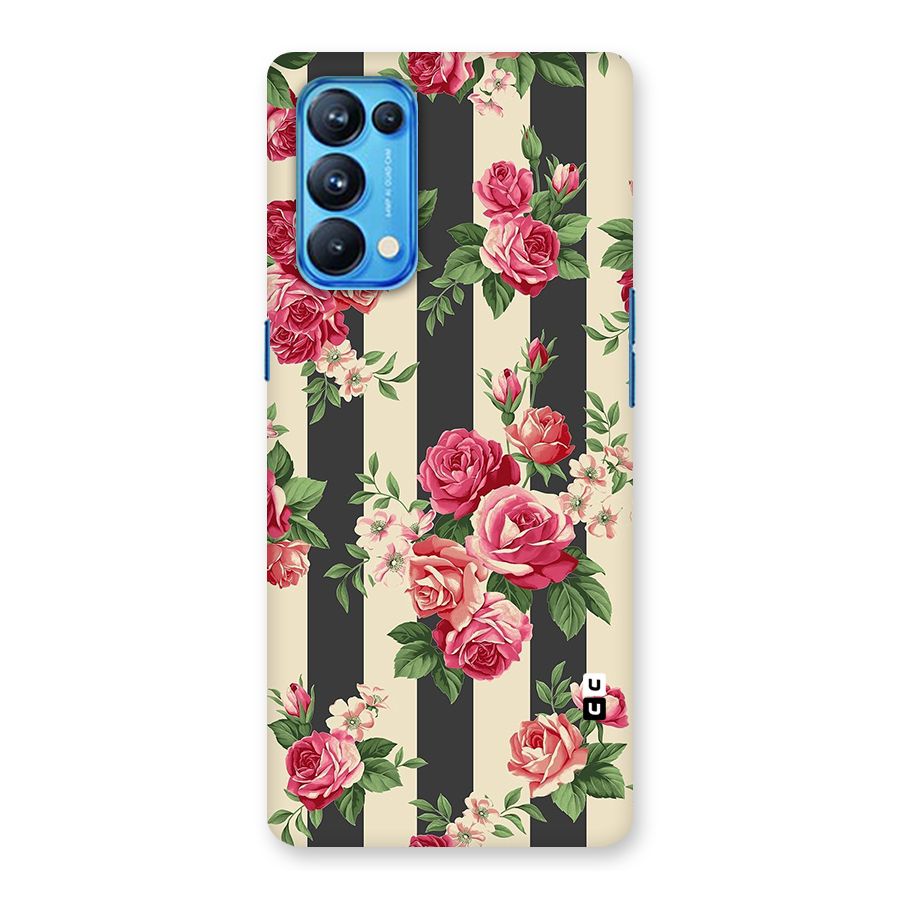 Stripes And Floral Back Case for Oppo Reno5 Pro 5G