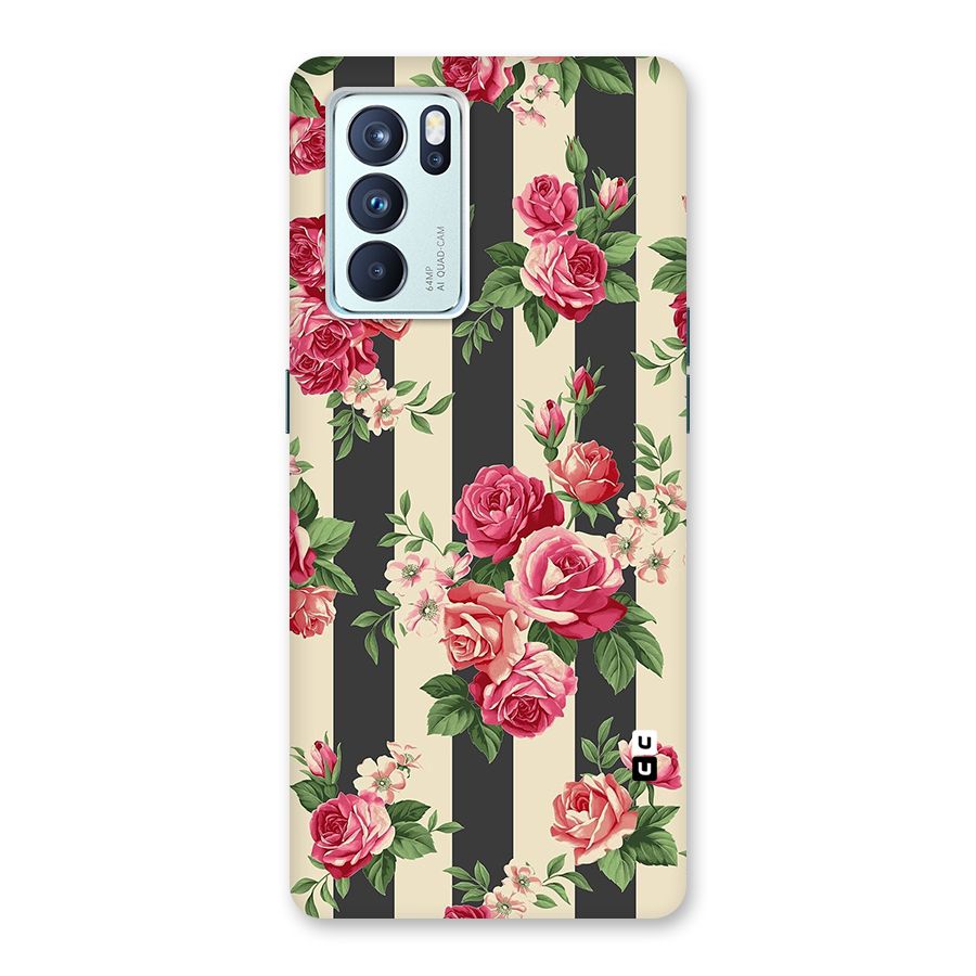 Stripes And Floral Back Case for Oppo Reno6 Pro 5G