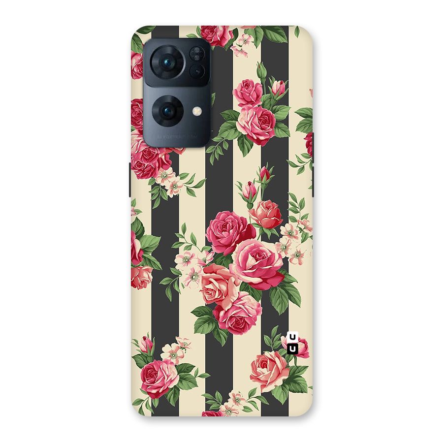 Stripes And Floral Back Case for Oppo Reno7 Pro 5G