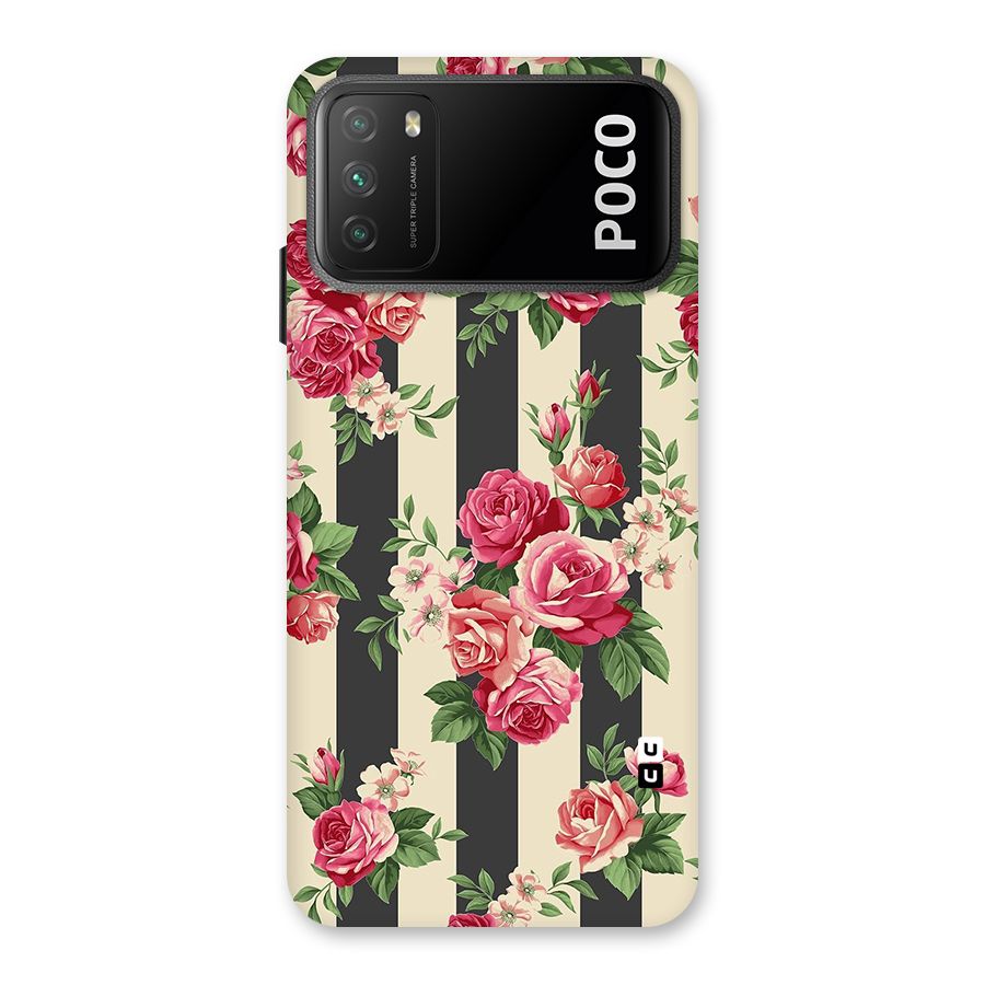 Stripes And Floral Back Case for Poco M3