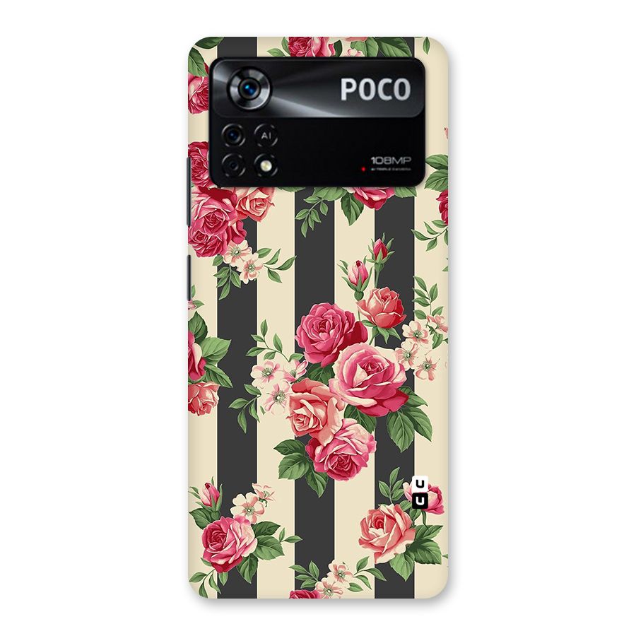 Stripes And Floral Back Case for Poco X4 Pro 5G