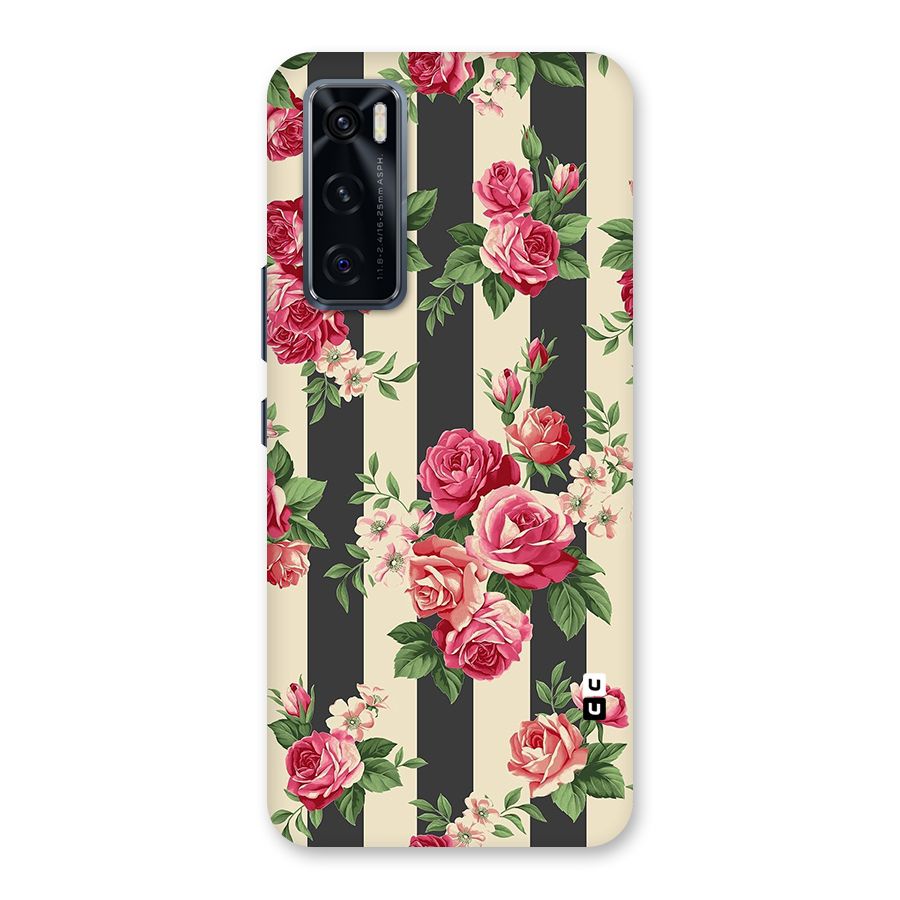 Stripes And Floral Back Case for Vivo V20 SE