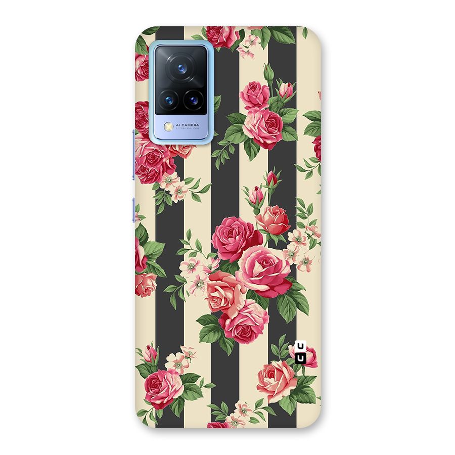Stripes And Floral Back Case for Vivo V21 5G