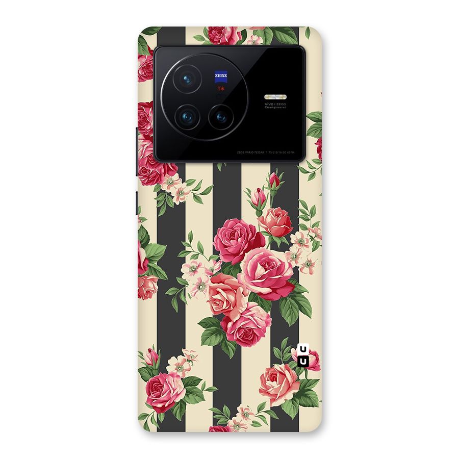 Stripes And Floral Back Case for Vivo X80