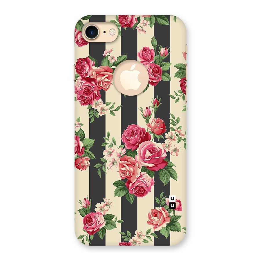 Stripes And Floral Back Case for iPhone 7 Logo Cut