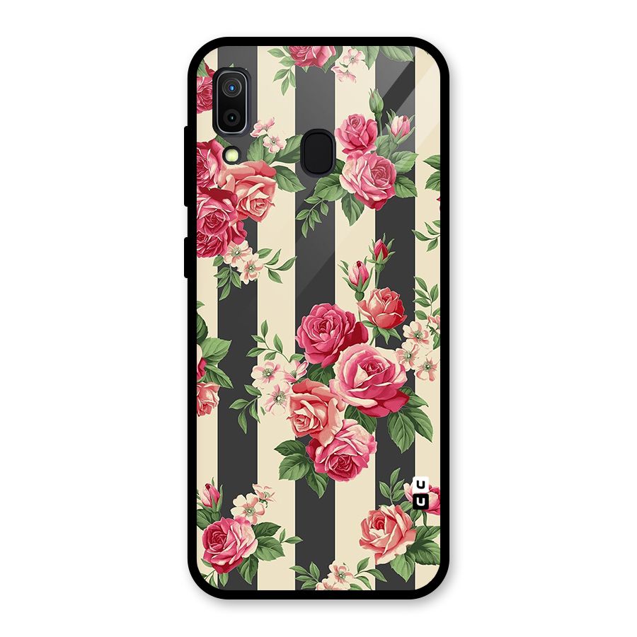 Stripes And Floral Glass Back Case for Galaxy A30