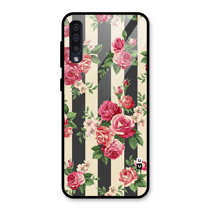 Stripes And Floral Glass Back Case for Galaxy A50s