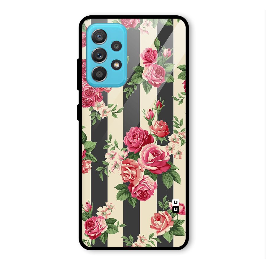 Stripes And Floral Glass Back Case for Galaxy A52s 5G