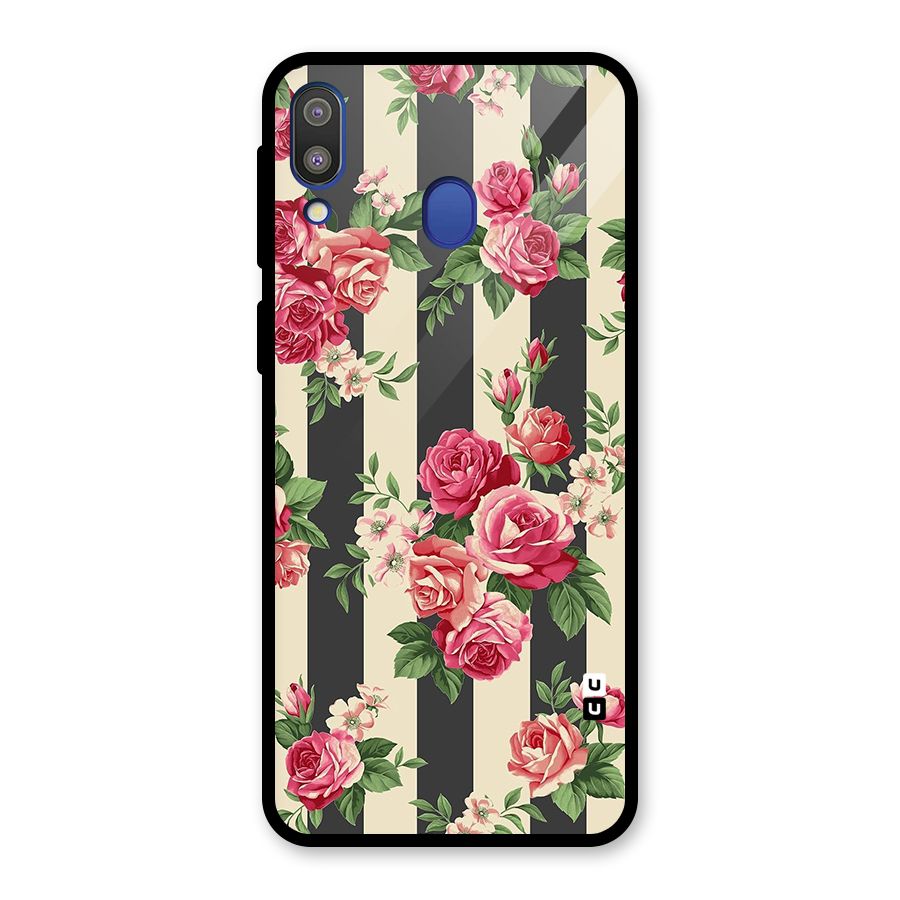 Stripes And Floral Glass Back Case for Galaxy M20