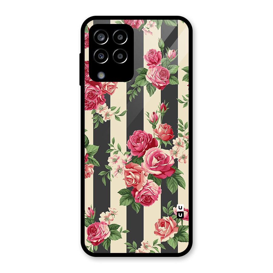 Stripes And Floral Glass Back Case for Galaxy M33